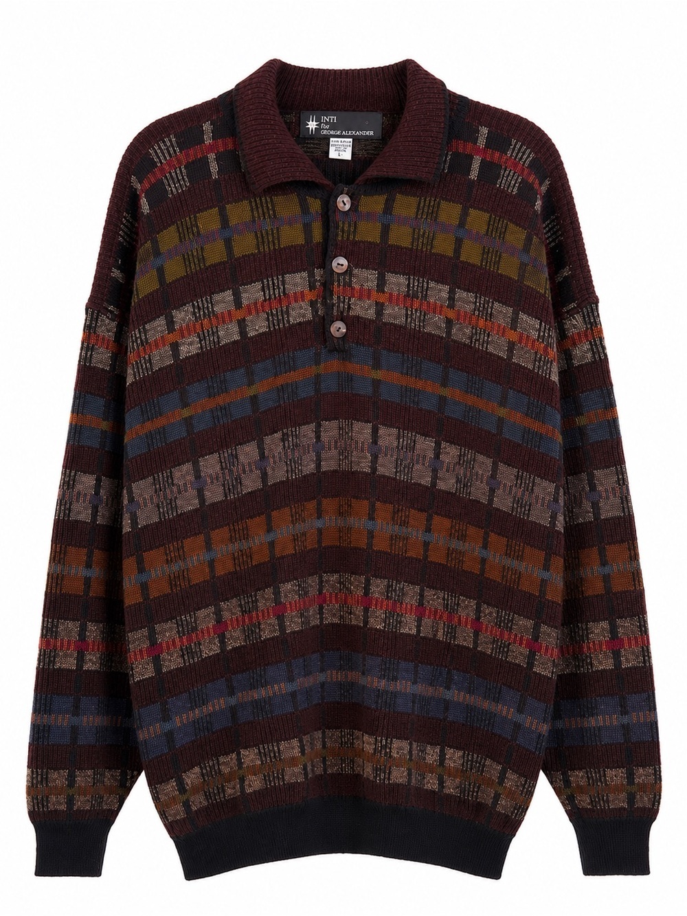 Vintage 80s 90s INTI for George Alexander 100% Alpaca Sweater Men Large Bolivia